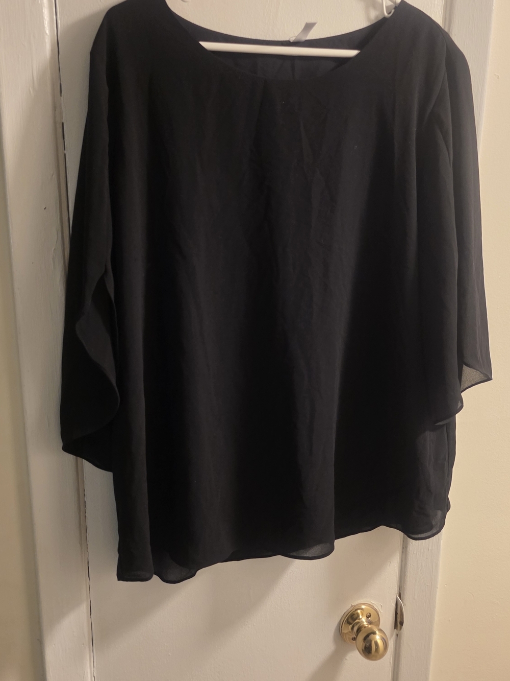 Neineiwu Flowy Black Chaffon Sheer Blouse With Under Slip 2XL - Picture 7 of 12